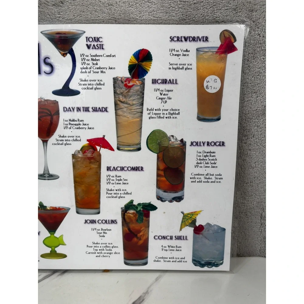 Unbranded Cocktail Recipe Placemat Home Bar Guide Multicolor Excellent Laminated